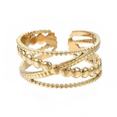 304 Stainless Steel Criss Cross Open Cuff Ring