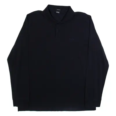 HUGO BOSS Mens Polo Shirt Black Long Sleeve 2XL