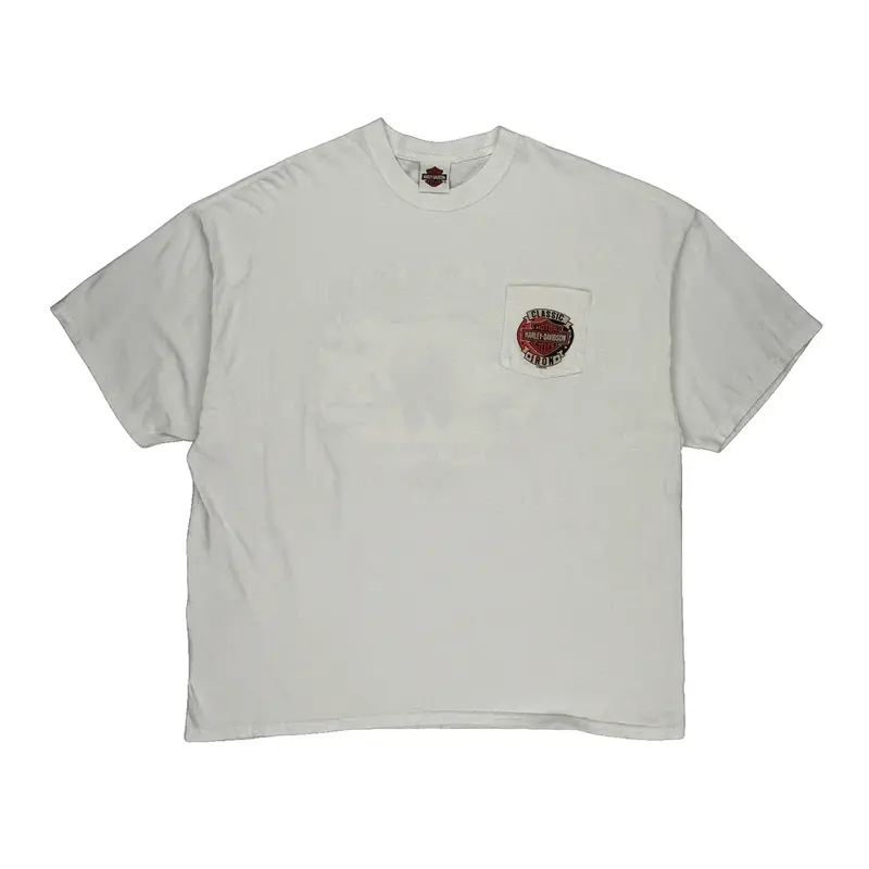 Pro Team Harley Davidson Graphic T-Shirt - 2XL White Cotton