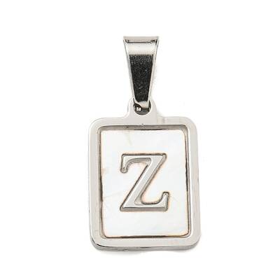 304 Stainless Steel Pave Natural White Shell Pendants