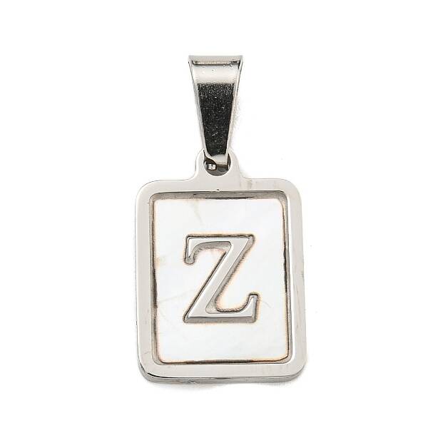304 Stainless Steel Pave Natural White Shell Pendants