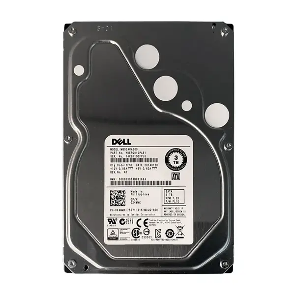 0X4WMK Dell 3TB 6Gb/s SATA 7200 3.5-Inch Hard Drive