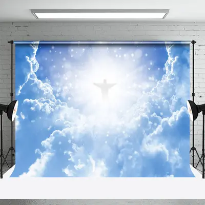 Sacred Paradise God Cloud Haloes Funeral Backdrop - Aperturee