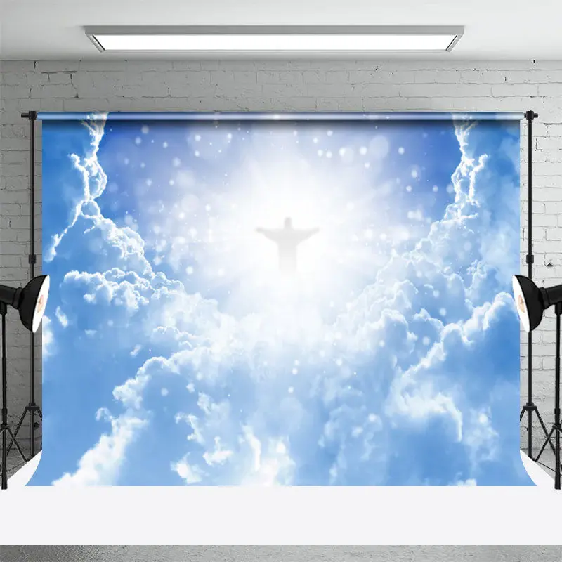 Sacred Paradise God Cloud Haloes Funeral Backdrop - Aperturee