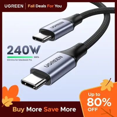 UGREEN 240W USB C to USB C Cable Fast Charging Compatible for Mackbook Pro, Laptop, iPhone 17 16 15 Pro Max Samsung Smartphon...