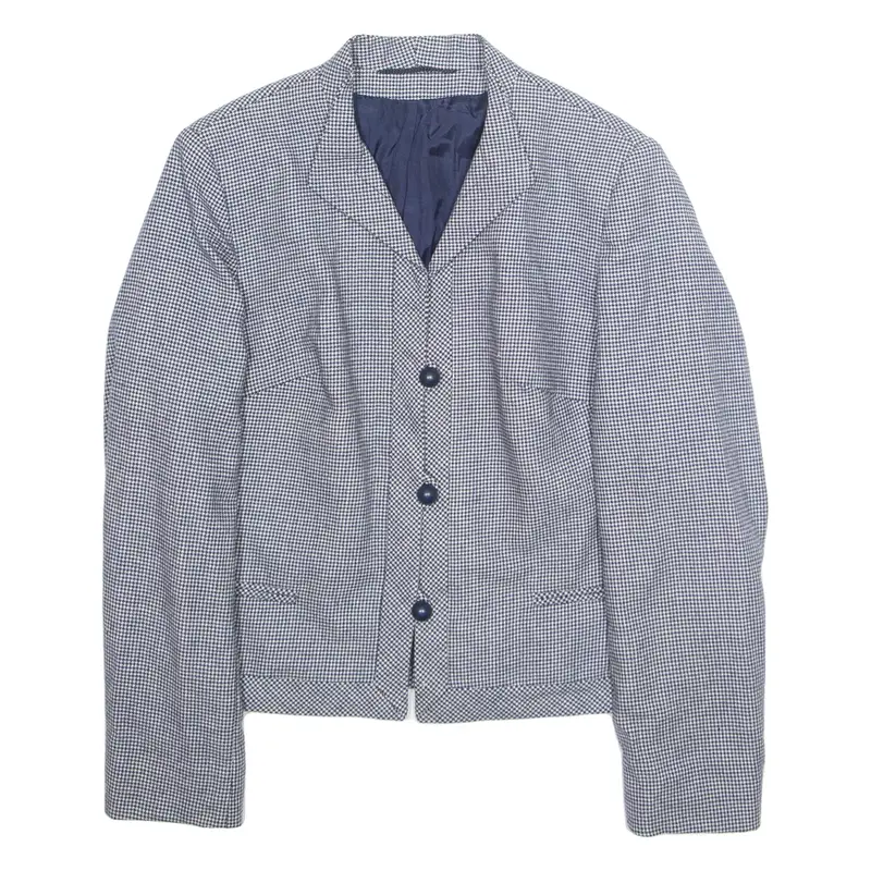 HORST MANDEL Womens Blazer Jacket White Gingham M