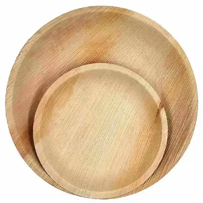 Dtocs Bamboo Look Compostable Palm Leaf Plate Dinnerware Round Combo (50 Pcs) | 10 Inch Dinner Plates (25) & 7 Inch Dessert P...