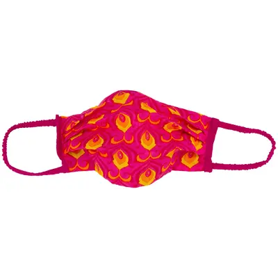 Pleated Pattern Face Mask & Carrying Bag - Gold