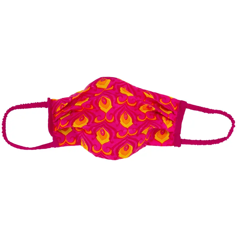 Pleated Pattern Face Mask & Carrying Bag - Gold