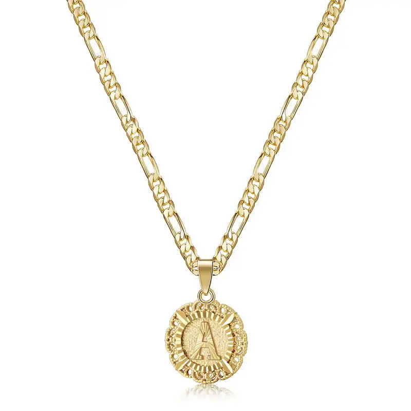KISSYAN Initial Necklace For Women Girl, 14K Gold Plated Round Letter Pendant Necklace Capital Monogram Necklace Alhpabets fr...