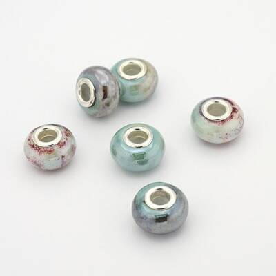 Rondelle Handmade Porcelain Large Hole European Beads