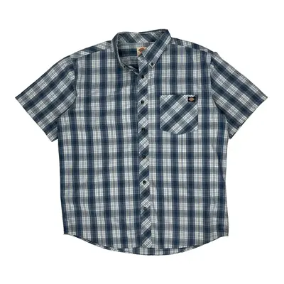 Dickies Checked Short Sleeve Shirt - XL Blue Cotton Blend