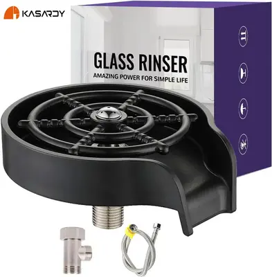 Kasardy Glass Rinser Cup Washer for Sink, Matte Black Cup Rinser High-Pressure Automatic Cup Cleaner Glass Washer for Kitchen...