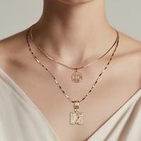 2 Pack Initial Letter Pendant Necklaces with Zircon Stones for Women, 14K Gold Plated Alphabet Necklace, Fashion Jewelry for ...