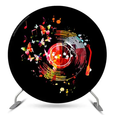 Aperturee Graffiti Phonography Record Music Round Party Backdrop | Circle Party Backdrop | Circle Birthday Backdrop Cover | C...