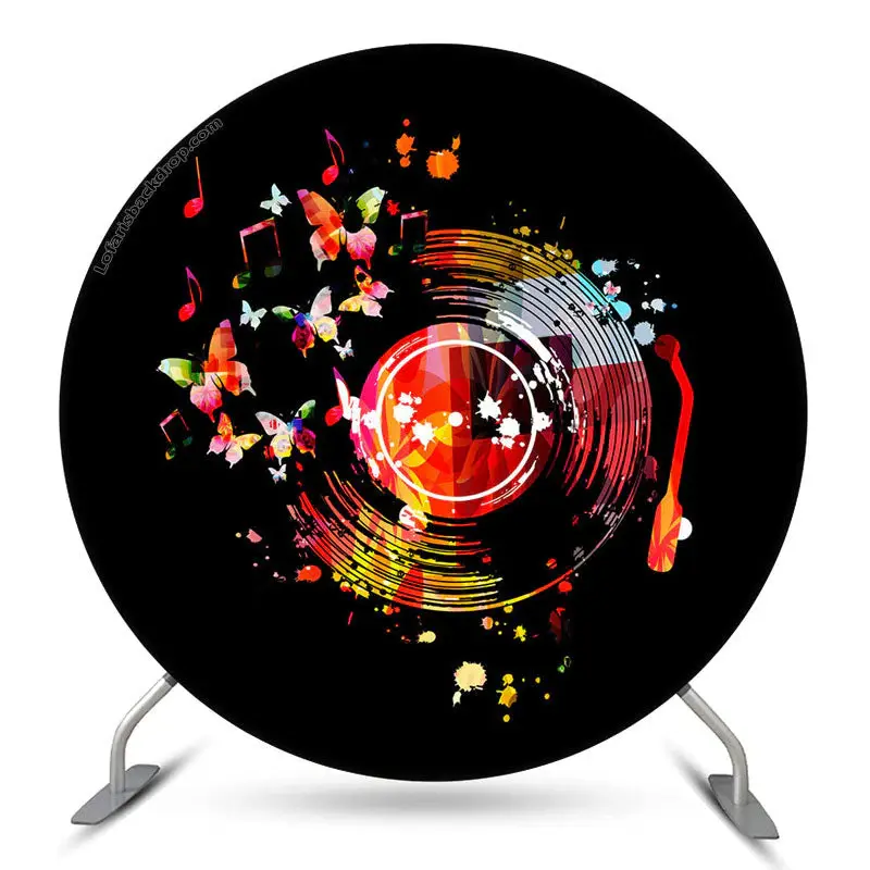 Aperturee Graffiti Phonography Record Music Round Party Backdrop | Circle Party Backdrop | Circle Birthday Backdrop Cover | C...