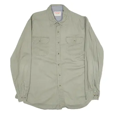 WRANGLER Mens Denim Shirt Green Long Sleeve L