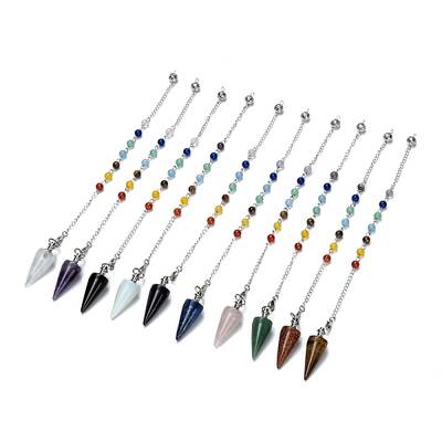 Natural & Synthetic Gemstone Cone Dowsing Pendulums