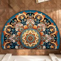 Boho Style Mandala Pattern Bathroom Mat, 1 Count Non-slip Soft Semicircle Floor Mat, Decorative Carpet for Home Living Room B...