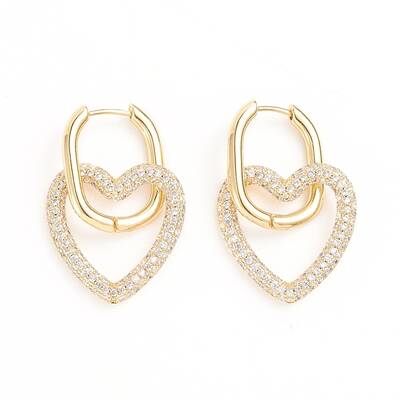Brass Micro Pave Cubic Zirconia Huggie Hoop Earrings