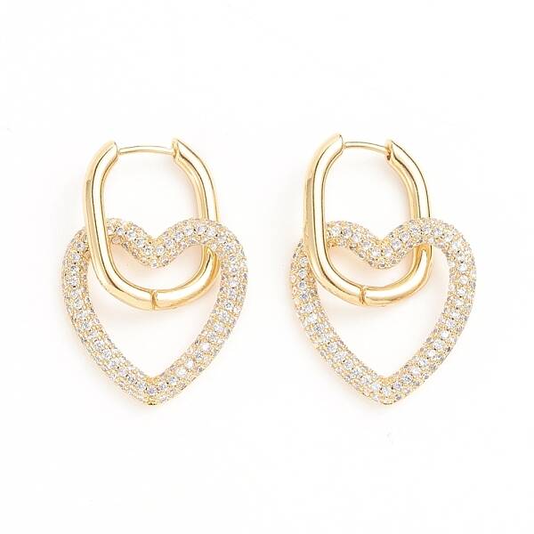 Brass Micro Pave Cubic Zirconia Huggie Hoop Earrings