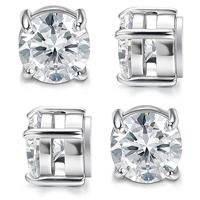 Stainless Steel Magnetic Stud Earrings for Men Women Non-piercing CZ Hypoallergenic 6/8MM
