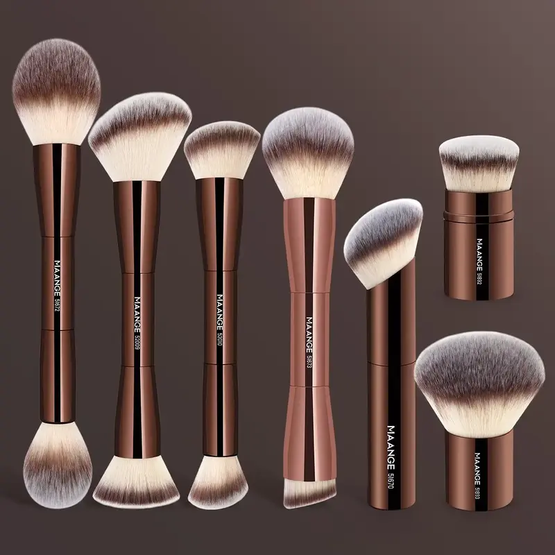 MAANGE Multi-use Makeup Brush Set, 7 Counts/set Ergonomic Design Cosmetic Brushes for Blush Contour Highlighter Concealer, Pr...