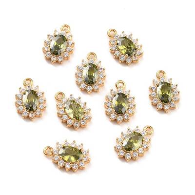 Real 18K Gold Plated Brass Micro Pave Cubic Zirconia Charms