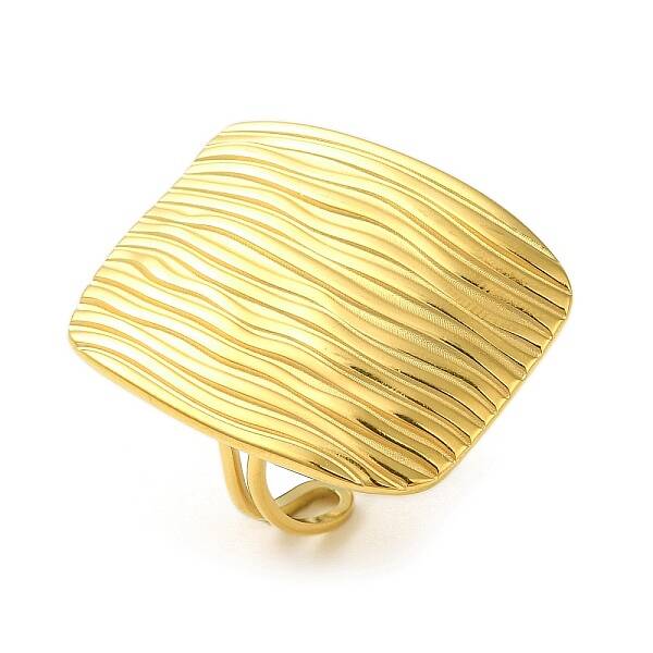Ion Plating(IP) 304 Stainless Steel Rectangle Open Cuff Ring for Women