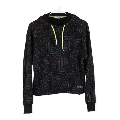 Fila Cropped Hoodie - Medium Black Cotton Blend
