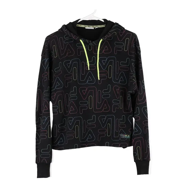 Fila Cropped Hoodie - Medium Black Cotton Blend