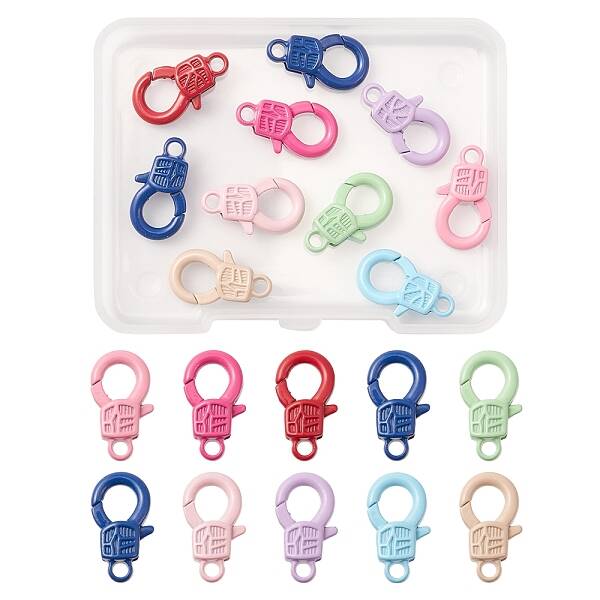 10Pcs Spray Painted Alloy Lobster Claw Clasps