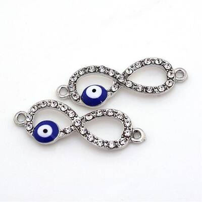 Alloy Rhinestone Evil Eye Links connectors