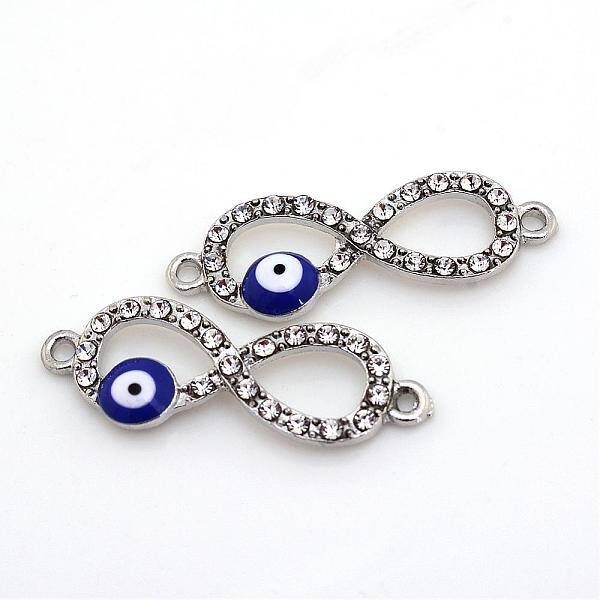 Alloy Rhinestone Evil Eye Links connectors