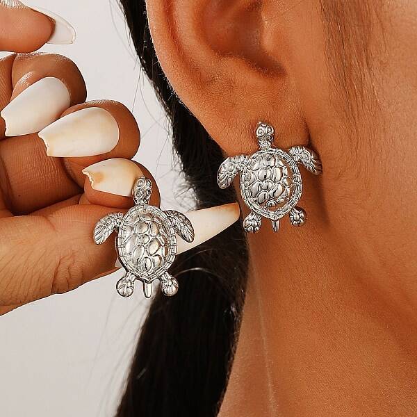 Sea Turtle Alloy Stud Earrings for Women