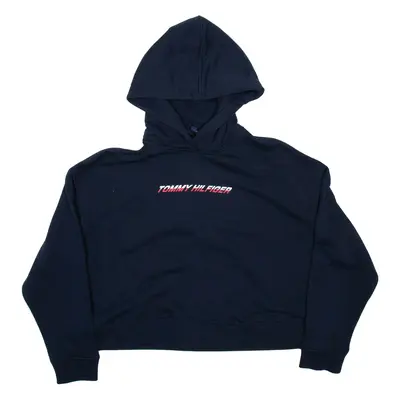 TOMMY HILFIGER Womens Blue Hoodie L