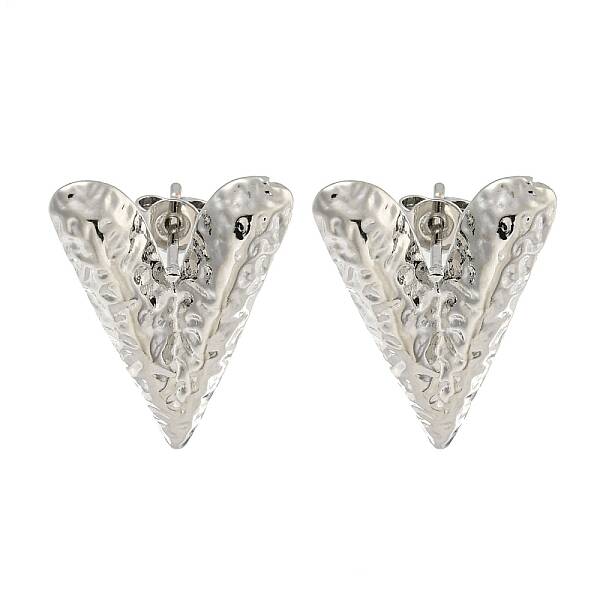 Heart Texture Brass Stud Earrings for Women