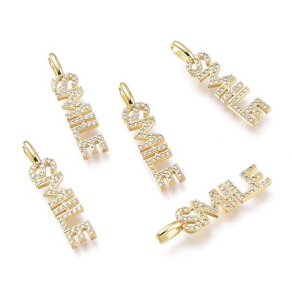 Brass Micro Pave Clear Cubic Zirconia Pendants