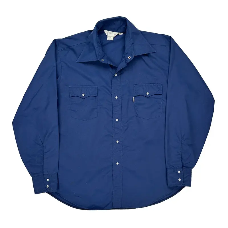 1970S Levis Shirt - XL Blue Nylon