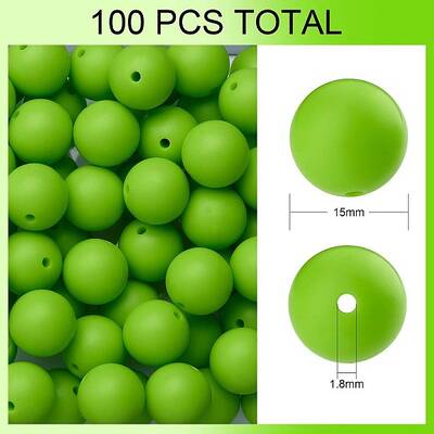 100Pcs Silicone Beads Round Rubber Bead 15MM Loose Spacer Beads for DIY Supplies Jewelry Keychain Making