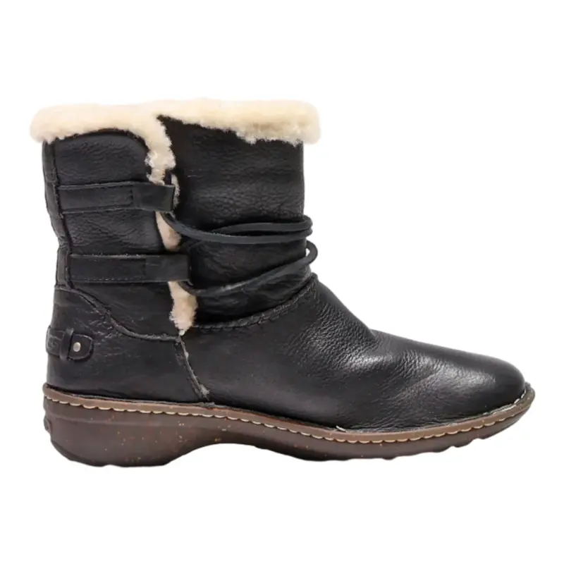 UGG Ankle Boots Black Leather Womens UK 7.5