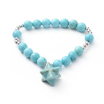 Synthetic Turquoise Stretch Charm Bracelets