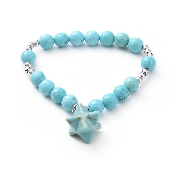 Synthetic Turquoise Stretch Charm Bracelets