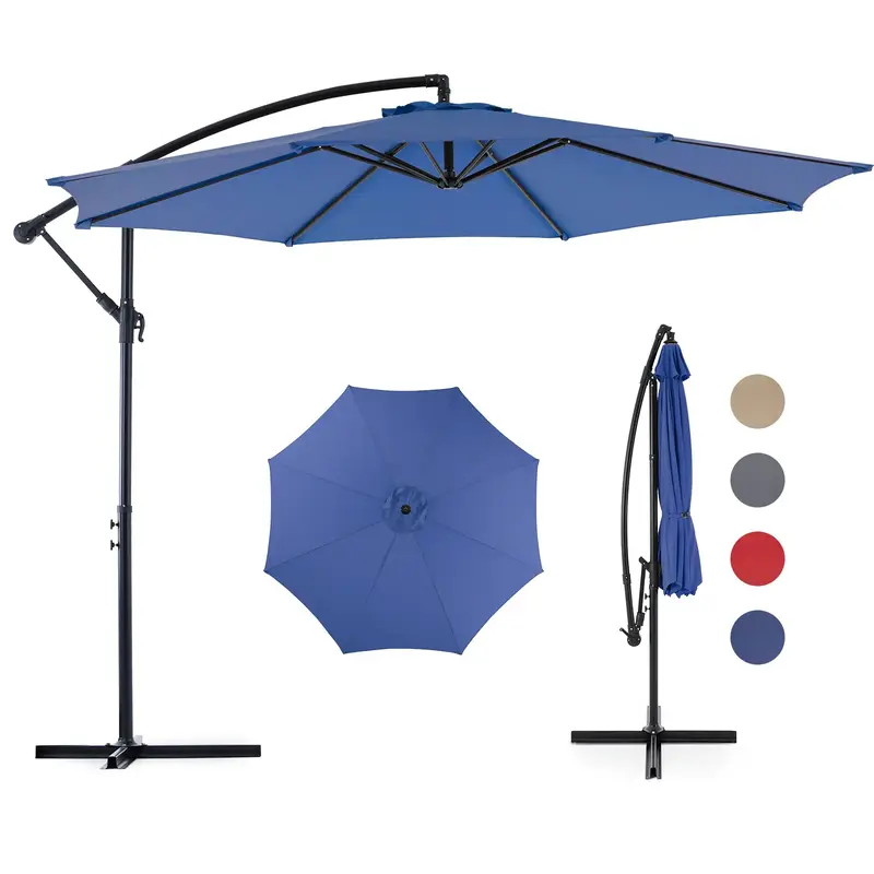 【Deal】9.8ft Offset Patio Cantilever Umbrella Outdoor Sunshade with Easy Tilt Adjustment, 8 Ribs, UV Protection for Backya...