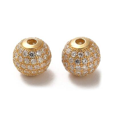 925 Sterling Silver Micro Pave Cubic Zirconia Beads