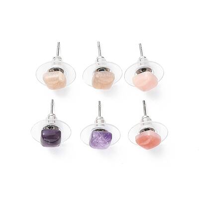 Natural Gemstone Stud Earrings for Women