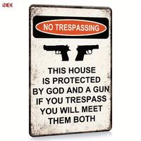 No Trespassing This House Is Protected Sign, 1/20pcs Rust Free Weatherproof Wall Sign, Wall Art Home Office Decor for Home Ga...