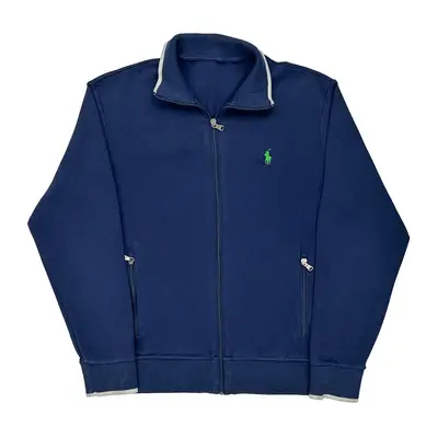 Polo By Ralph Lauren Zip Up - Large Navy Cotton Blend