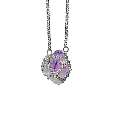Caged Amethyst Gemstone Necklace | Size: 20