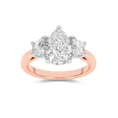 Amara Chand Lab Grown Pear Shape Diamond Engagement Ring | 14K Rose Gold 2 1/4 CT. TW.